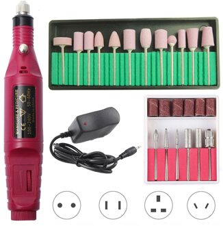 1Set Elektrische Nail Boor Machine Manicure Boor Machine Professionele Nail Boor Machine Elektrische Nagelvijl Draagbare Nail Boor 20000 rood 12 bits