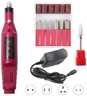 1Set Elektrische Nail Boor Machine Manicure Boor Machine Professionele Nail Boor Machine Elektrische Nagelvijl Draagbare Nail Boor 20000 rood ceramic