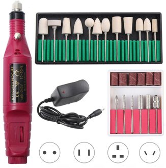 1Set Elektrische Nail Boor Machine Manicure Boor Machine Professionele Nail Boor Machine Elektrische Nagelvijl Draagbare Nail Boor 20000 rood wool