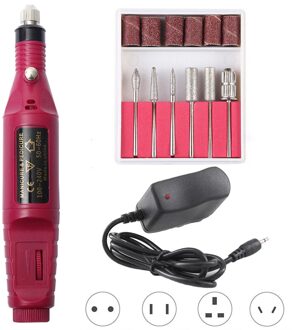 1Set Elektrische Nail Boor Machine Manicure Boor Machine Professionele Nail Boor Machine Elektrische Nagelvijl Draagbare Nail Boor 20000 rood