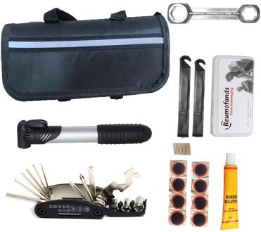 1Set Fiets Gereedschapstas Multifunctionele Vouwen Band Reparatie Kits Multifunctionele Kit Set Met Pouch Pomp voor Fiets
