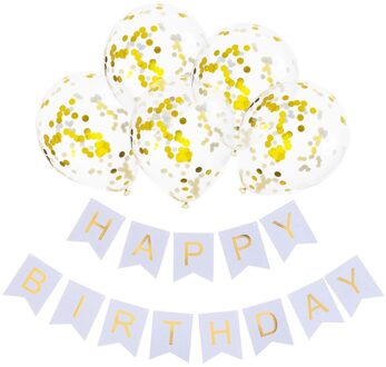 1Set Gelukkige Verjaardag Brief Banner Rose Goud Blauw Confetti Latex Ballonnen Verjaardagsfeestje Decoraties Baby Shower Ballon # t1P