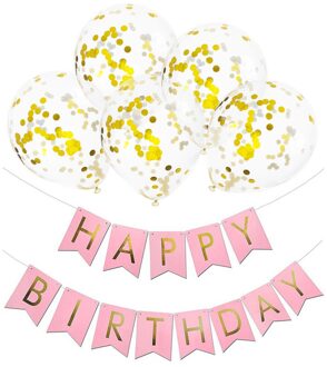 1Set Gelukkige Verjaardag Brief Banner Rose Goud Blauw Confetti Latex Ballonnen Verjaardagsfeestje Decoraties Baby Shower Ballon # t1P