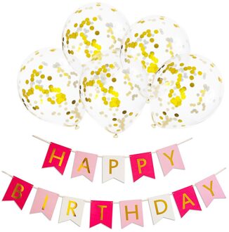 1Set Gelukkige Verjaardag Brief Banner Rose Goud Blauw Confetti Latex Ballonnen Verjaardagsfeestje Decoraties Baby Shower Ballon # t1P