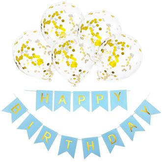 1Set Gelukkige Verjaardag Brief Banner Rose Goud Blauw Confetti Latex Ballonnen Verjaardagsfeestje Decoraties Baby Shower Ballon # t1P