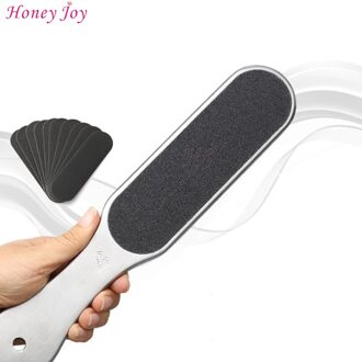 1Set Grote Pro Pedicure Voetverzorging Voetrasp Roestvrij Metalen Handvat Met 5Pcs #80 Grit + 5pcs #150 Grit Schuren Doek Bestanden Refill