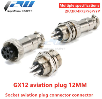 1set GX12 / 2/3/4/5/6/7 Pin male + female 12mm L88-93 Circular connector Circular male panel plastic connector with cap