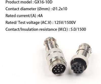 1Set GX16 2/3/4/5/6/7/8/9 Pin Docking Mannelijke & vrouwelijke 16Mm Circular Aviation Socket Plug Draad Panel Connectorire Panel Connector GX16-10D