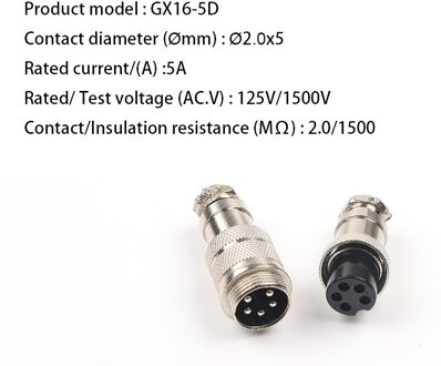 1Set GX16 2/3/4/5/6/7/8/9 Pin Docking Mannelijke & vrouwelijke 16Mm Circular Aviation Socket Plug Draad Panel Connectorire Panel Connector GX16-5D