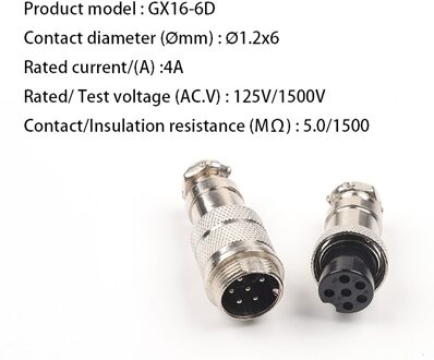 1Set GX16 2/3/4/5/6/7/8/9 Pin Docking Mannelijke & vrouwelijke 16Mm Circular Aviation Socket Plug Draad Panel Connectorire Panel Connector GX16-6D