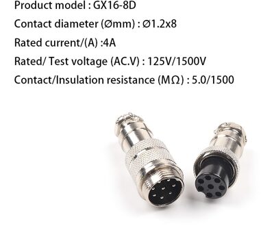 1Set GX16 2/3/4/5/6/7/8/9 Pin Docking Mannelijke & vrouwelijke 16Mm Circular Aviation Socket Plug Draad Panel Connectorire Panel Connector GX16-8D