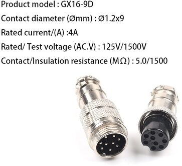 1Set GX16 2/3/4/5/6/7/8/9 Pin Docking Mannelijke & vrouwelijke 16Mm Circular Aviation Socket Plug Draad Panel Connectorire Panel Connector GX16-9D
