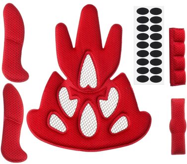 1Set Helm Binnenvoering Kit Met Insect Netto Sport Motorfiets Fiets Spons Pad Vervanging Foam Pads Set Helm Accessoires type2-rood