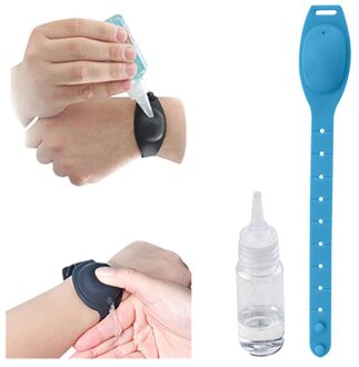 1Set Herbruikbare Polsbandjes Handdesinfecterend Doseren Draagbare Armband Vloeibare Polsband Hand Dispenser Polssteun Met Een Fles licht blauw