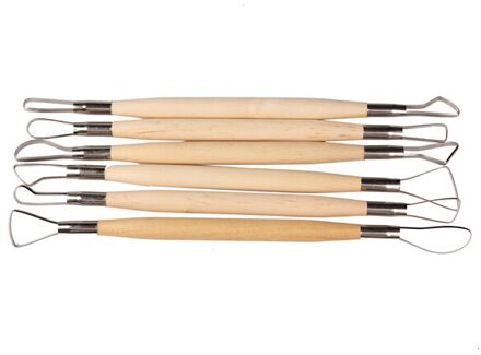 1Set Houten Handvat Aardewerk Keramiek Diy Gereedschap Set 6Pcs Houten Handvat Wax Aardewerk Klei Sculptuur Carving Tool Diy craft Set