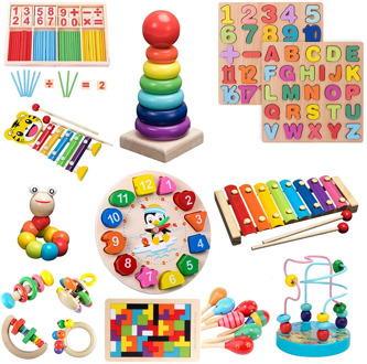 1Set Kids Montessori Wooden Toys Hammering Ball Hammer Box Children Fun Early Learning Game Toy Colorful Educational Toys