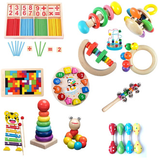 1Set Kids Montessori Wooden Toys Hammering Ball Hammer Box Children Fun Early Learning Game Toy Colorful Educational Toys