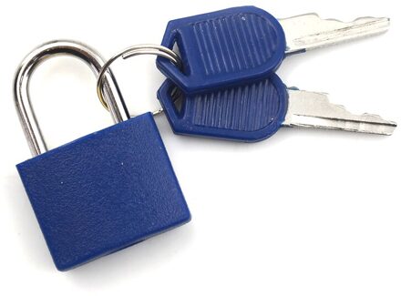 1Set Kleine Mini Sterke Stalen Hangslot Reiskoffer Dagboek Slot Met 2 Sleutels marine blauw