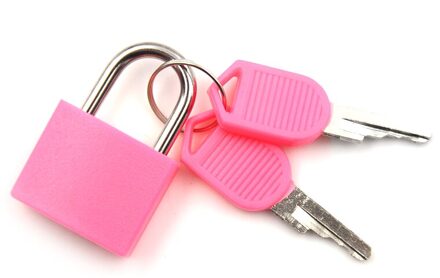 1Set Kleine Mini Sterke Stalen Hangslot Reiskoffer Dagboek Slot Met 2 Sleutels roze