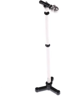 1Set Leuke Mini Metal Microfoon Met Standaard Model 1:12 Poppenhuis Poppenhuis Miniatuur Meubels Accessoires 1 reeks