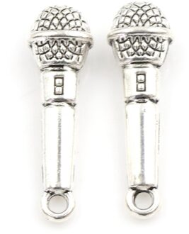 1Set Leuke Mini Metal Microfoon Met Standaard Model 1:12 Poppenhuis Poppenhuis Miniatuur Meubels Accessoires 2stk