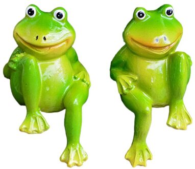 1Set Leuke Resin Zitten Kikkers Standbeeld Outdoor Tuin Winkel Decoratieve Kikker Sculptuur Voor Thuis Bureau Tuin Decor Ornament H01 S