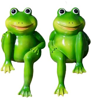 1Set Leuke Resin Zitten Kikkers Standbeeld Outdoor Tuin Winkel Decoratieve Kikker Sculptuur Voor Thuis Bureau Tuin Decor Ornament H02 M