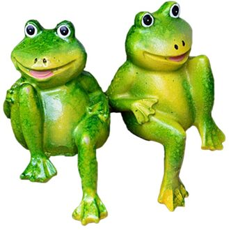 1Set Leuke Resin Zitten Kikkers Standbeeld Outdoor Tuin Winkel Decoratieve Kikker Sculptuur Voor Thuis Bureau Tuin Decor Ornament H03 S