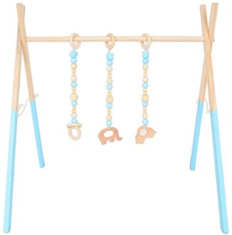 1Set Nordic Cartoon Baby Houten Gym Fitness Frame Rack Opknoping Hanger Speelgoed Kit Blauw
