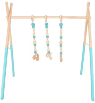 1Set Nordic Cartoon Baby Houten Gym Fitness Frame Rack Opknoping Hanger Speelgoed Kit groen