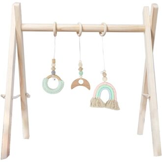 1Set Nordic Cartoon Baby Houten Gym Fitness Frame Rack Opknoping Hanger Speelgoed Kit houtkleur