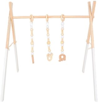 1Set Nordic Cartoon Baby Houten Gym Fitness Frame Rack Opknoping Hanger Speelgoed Kit wit