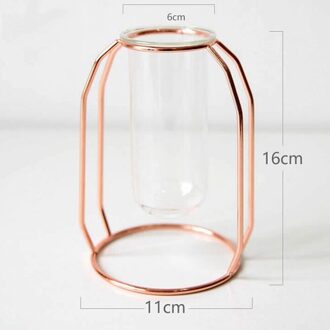 1Set Nordic Stijl Glas Ijzer Art Vaas Rose Gold Geometrische Vorm Bloempot Thuis Tafel Ornamenten Bruiloft Decoratie Accessoires A1