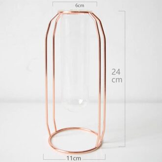 1Set Nordic Stijl Glas Ijzer Art Vaas Rose Gold Geometrische Vorm Bloempot Thuis Tafel Ornamenten Bruiloft Decoratie Accessoires A2