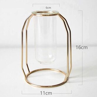 1Set Nordic Stijl Glas Ijzer Art Vaas Rose Gold Geometrische Vorm Bloempot Thuis Tafel Ornamenten Bruiloft Decoratie Accessoires A4