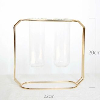 1Set Nordic Stijl Glas Ijzer Art Vaas Rose Gold Geometrische Vorm Bloempot Thuis Tafel Ornamenten Bruiloft Decoratie Accessoires A6
