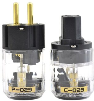 1Set P-029 En C-029 Fine Koper Verguld Eu Versie Stekker Voor Iec Audio Connector Netsnoer Kabel stekkers