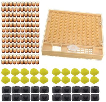 1Set Queen Opfok Kit Systeem Plastic Bruin Mobiele Base Larve Teelt Doos Cupkit Bijenteelt Gereedschappen Apparatuur Levert
