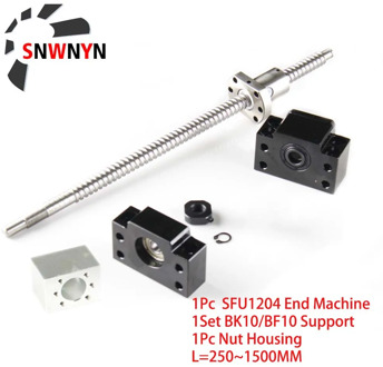 1Set SFU1204 Ball Screw With End Machine RM1204 Length 250 300 550 600 800 1500mm Single Flange BallNut BF/BK10+Ball Nut Housing