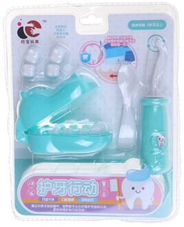 1Set Tandarts Controleren Tanden Model Set Medische Kit Educatief Rollenspel Simulatie Learing Speelgoed Voor Kinderen Kids Pretend Play speelgoed blauw