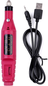 1Set Usb Opladen Elektrische Nail Boor Machine Kit Verwijder Poolse Nail Art Pen Pedicure Nagelvijl Manicure Machine Nail art Gereedschap roos rood kleur