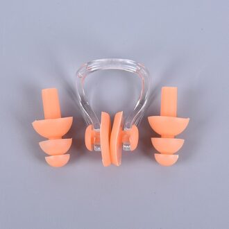 1Set Zachte Zwemmen Dive Leveranties Zachte Waterdicht Zwemmen Oordopjes Neus Clip Case Beschermende Voorkomen Water Bescherming Ear Plug oranje
