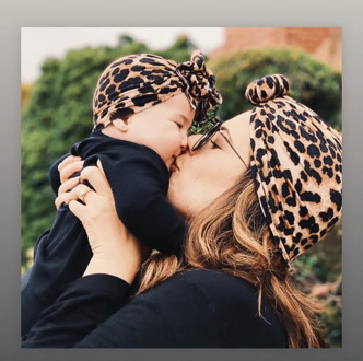 1Single Pcs Mom Baby Matching Turban Spring Autumn Leopard Flower Printed Turban Infant Headwrap Hair Accessories for Newborn
