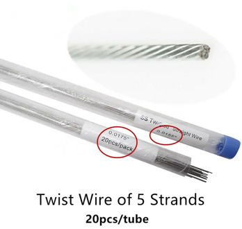 1Tubes/20pcs Dental Orthodontic Stainless Steel Twist Arch Wire Straight 5 Strands
