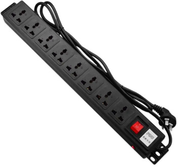 1U PDU 8 Outlet Metal Power Strip Surge Protector 250V 10A 2500W for 19 inch U4LB