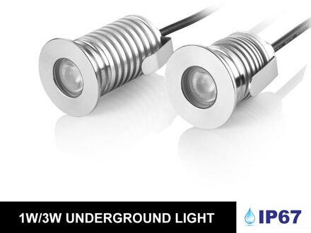 1W 3W Cree Led Ondergrondse Licht IP67 DC12V 24V Outdoor Indoor Grond Begraven Spot Light Tuin Binnenplaats verlichting Gat Uitgesneden D30mm Cool wit / 3W