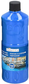 1x Acrylverf / temperaverf fles blauw 500 ml
