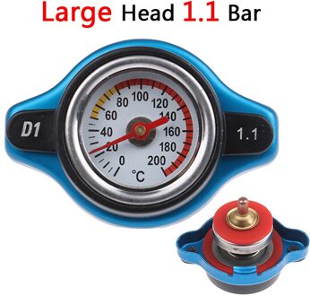 1X Auto Motorfiets D1 Spec Thermo Radiator Cap Tank Cover Water Temperatuurmeter Met Utility Veilig 0.9 Bar/ 1.1 Bar/1.3 Bar groot hoofd 1.1