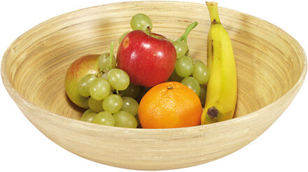 1x Bamboe houten broodmanden/fruitschalen/serveerschalen 25 x 8 cm - Fruitschalen Bruin