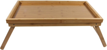 1x Bamboe ontbijt op bed dienbladen/tafeltjes 50 x 30 cm Bruin